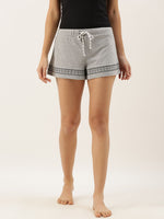 Slumber Jill Embroidered Women Grey Melange Shorts